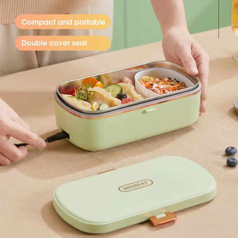 Electric Lunch Box Portable Food Warmer Water Free Bento Box Stainless Steel Food Warmer Office Food Lunch Box Electric Heater