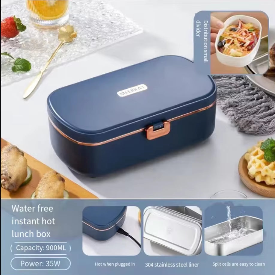 Electric Lunch Box Portable Food Warmer Water Free Bento Box Stainless Steel Food Warmer Office Food Lunch Box Electric Heater