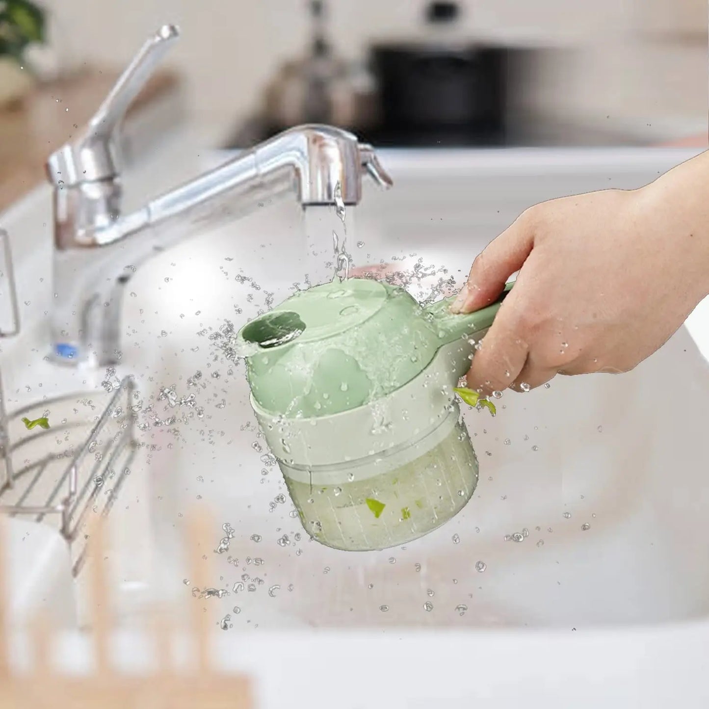 4 in 1 Vegetable Cutter Multifunctional Handheld Electric Wireless Chop Garlic Mash Minced Slice Onion Cutting Cooking Gadget