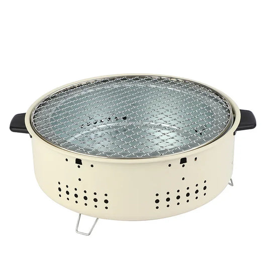 Portable Barbecue Grill Korean Charcoal Stove Stainless Steel Split BBQ Stove round Non-Stick Barbecue Rack for Outdoor Camping