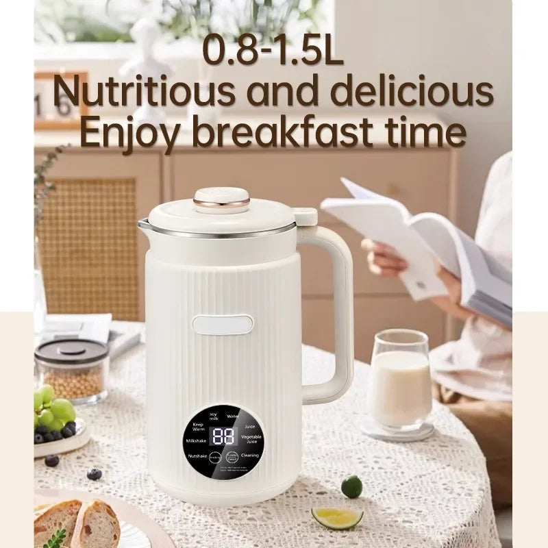 1200ML Electric Soybean Milk Machine Automatic Intelligent Food Blender Filter-Free Soy Milk Maker Rice Paste Maker Kettle EU/US